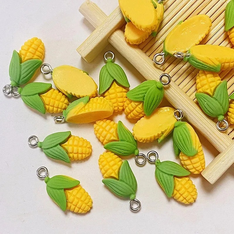 Resin Art Supplies - 20 Stück lustige Mini-Mais-Gemüse-Harzanhänger, künstliche Lebensmittelanhänger,