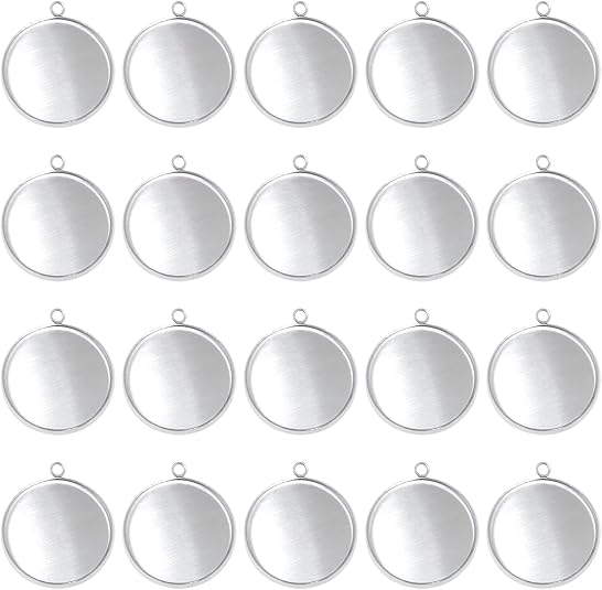 Resin Art Materials Kit - 20 Stück Edelstahl-Rohlinge mit runder Lünette,