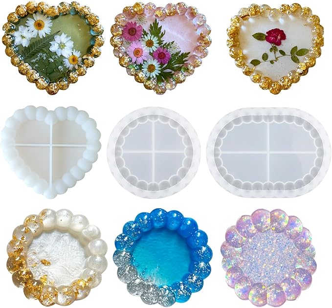 Resin Art Tray - Silikonformen für Blasenharz-Tabletts, DIY-Bastelarbeiten, Schmucktabletts, Gipsuntersetzer,