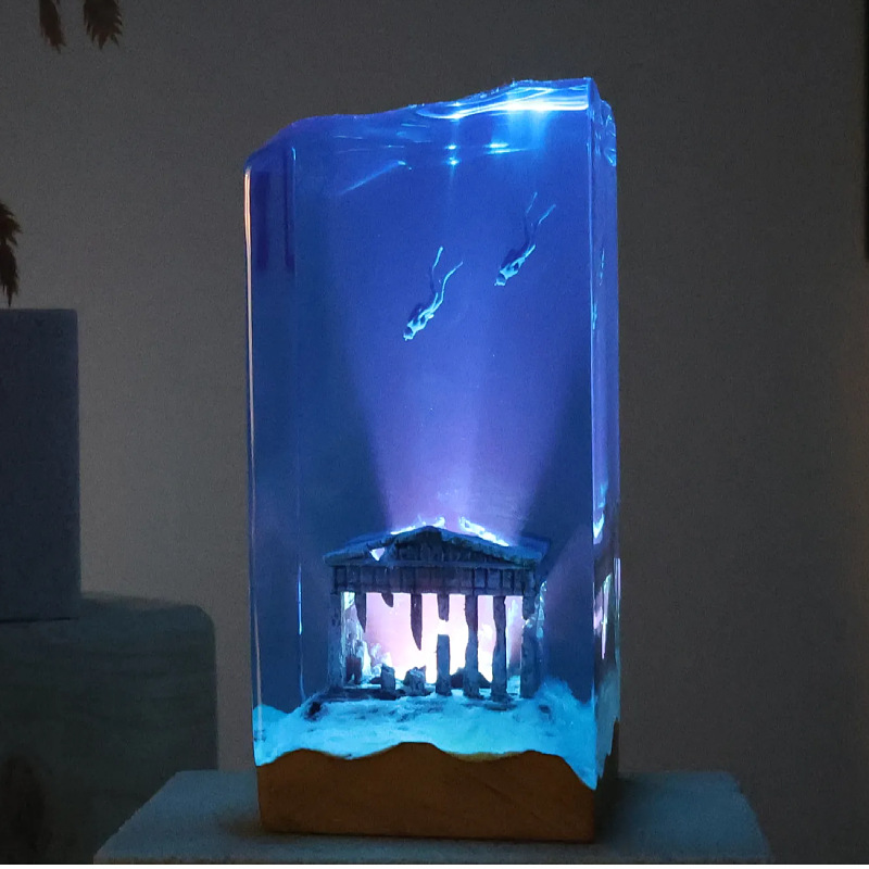 Resin Art Table Top - NEUE Marine-Kunst Heimdekorationen Handgefertigte Holz-Harz-Skulpturen Höhlenartige