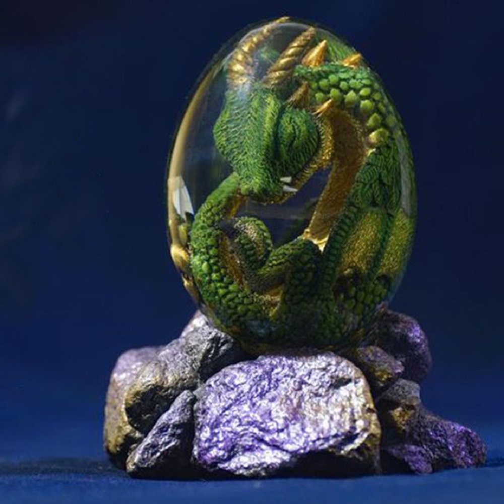 Resin Art Table Top - Lava-Drachen-Ei-Statue mit Standfuß, Dinosaurier-Ei, Kunstharz-Figuren, Skulptur,
