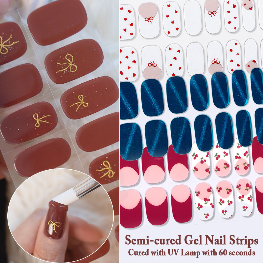 Uv Lamp Nail Resin - Halbgehärtete Gel-Nagelstreifen 16 Stück - Selbstklebende