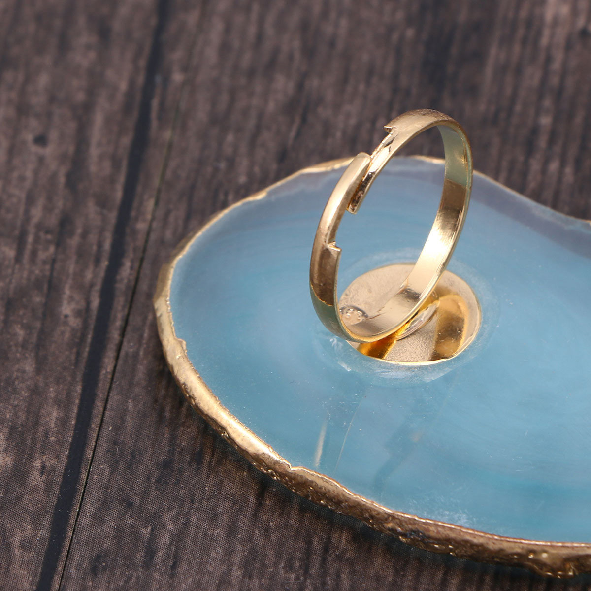 Resin Art Tray - Mini verstellbare Fingerring-Maniküre-Nagelkunst-Palette, Gold, Jade, Achat,