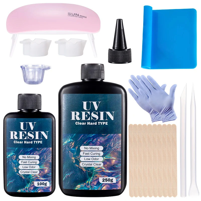 Resin Art Tool Kit - Hartes UV-Harz-Kleber-Set, schnell aushärtender Epoxidharz-UV-Kleber mit