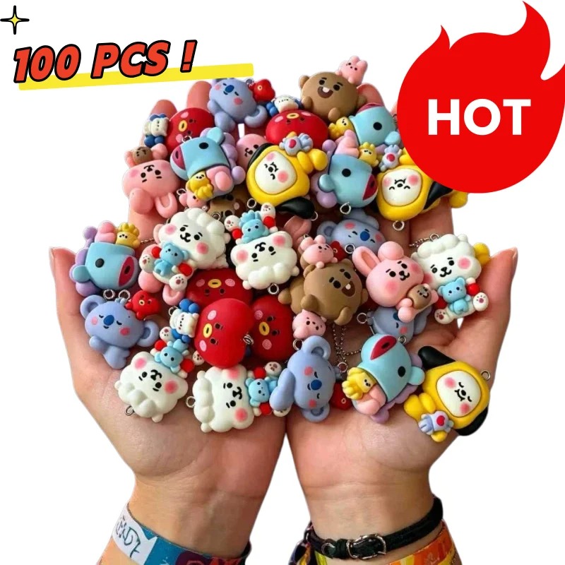 Resin Art Materials Kit - 7 Stück BT21 Harz-Cartoon-Anhänger DIY-Zubehör Bastelbedarf