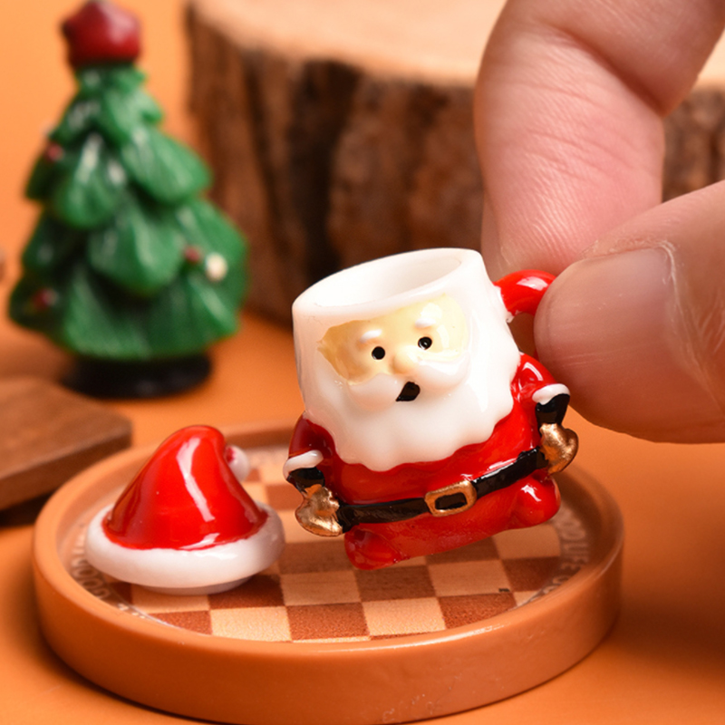 Resin Art Materials Kit - Mini-Weihnachtsmann-Teetasse-Ornament – Puppenhaus-Dekoration aus Kunstharz für