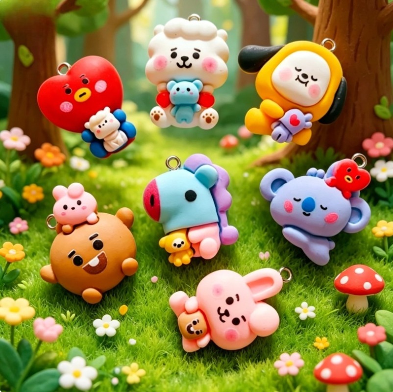 7 Stück BT21 Harz-Cartoon-Anhä – Resin Art Materials Kit Bewertung und Preis